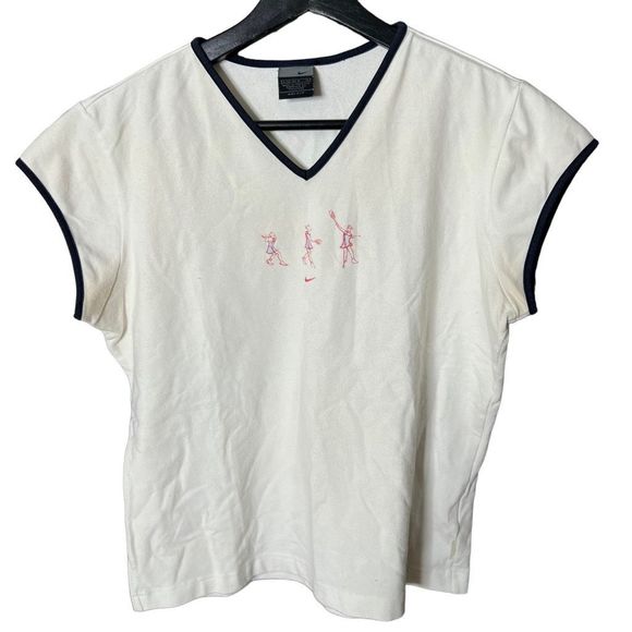 Y2K Nike Womens Tennis Graphic Swoosh Top Large - Picture 1 of 4